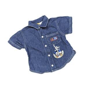 Vintage Y2K Mickey Mouse Denim Button Down Shirt Baby Boys Sz 3-6m